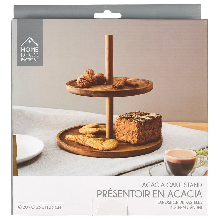 Home Deco Factory Présentoir à pâtisseries 2 étages Acacia COCOONING
