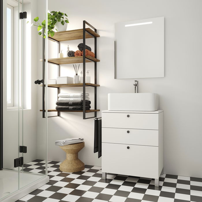 Emuca Jeu de Lader set de cadres d'étagères, hauteur 1150mm, Acier, Peint en noir