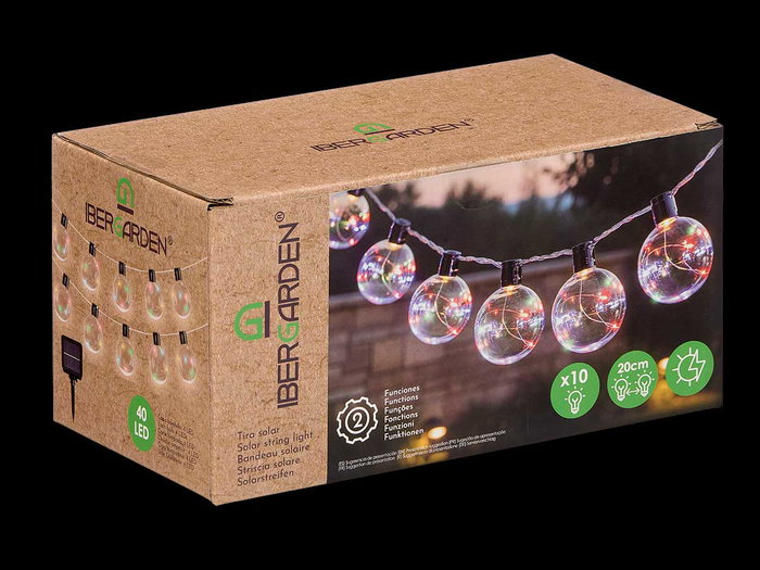 IBERGARDEN Tira Solar 10 Grandes Ampoules Multicolore IBERGARDEN Tira Solar 10 Grandes Ampoules Multicolore