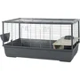 Zolux Cage pour Lapin et Rongeur NéoLife 101.5 x 54 x 51 cm avec Niche, Râtelier, Écuelle et Système de Connexion, Gris