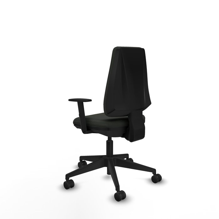 Chaise Elche Contact permament de base Tissu Noir Base pyramidale noire Accoudoir 1D Sans appui-tête Roulettes 65mm nylon