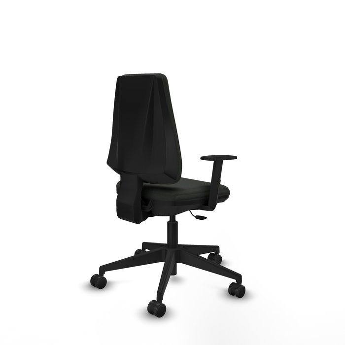 Chaise Elche Contact permament de base Tissu Noir Base pyramidale noire Accoudoir 1D Sans appui-tête Roulettes 65mm nylon
