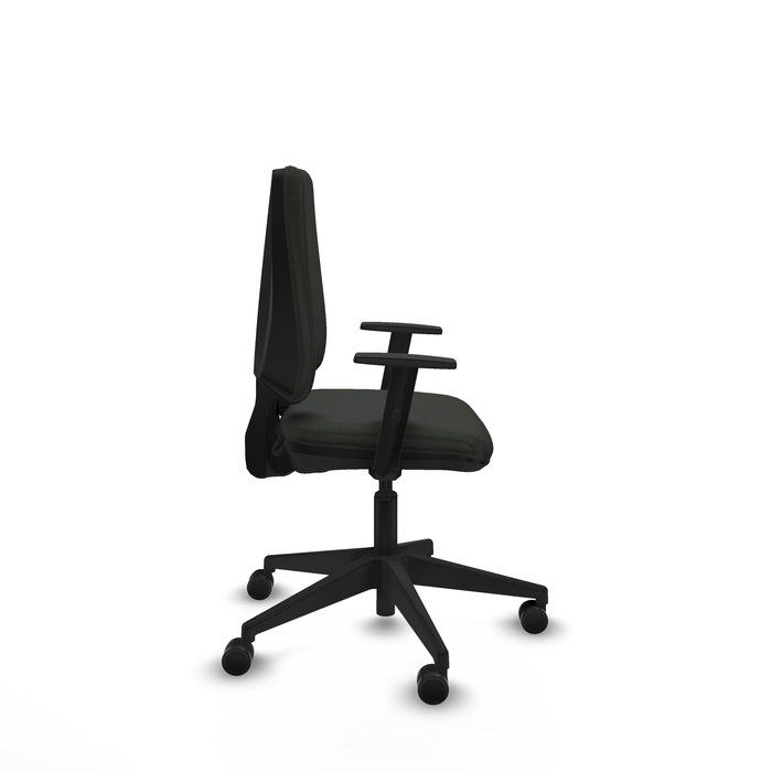 Chaise Elche Contact permament de base Tissu Noir Base pyramidale noire Accoudoir 1D Sans appui-tête Roulettes 65mm nylon