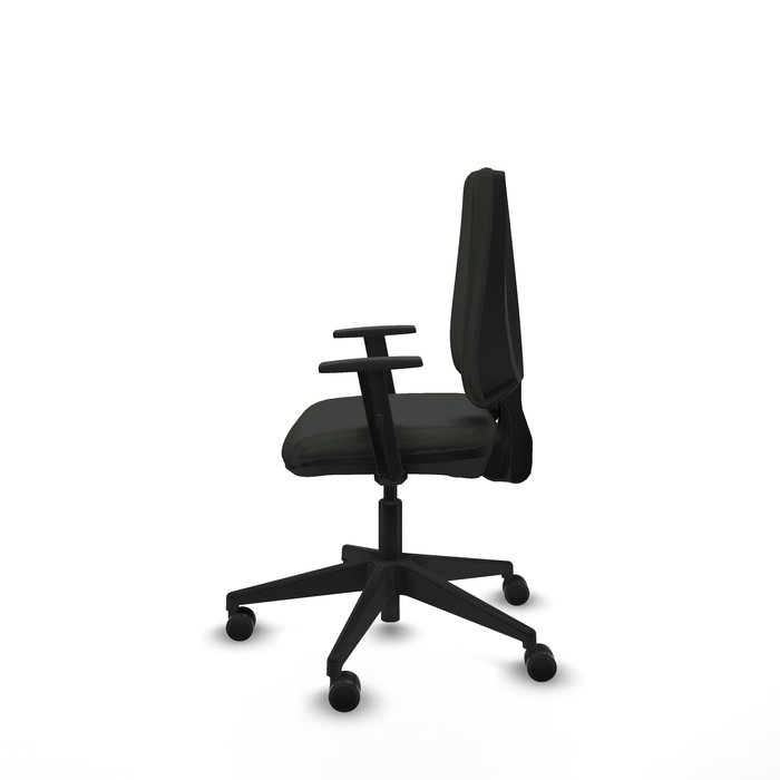 Chaise Elche Contact permament de base Tissu Noir Base pyramidale noire Accoudoir 1D Sans appui-tête Roulettes 65mm nylon