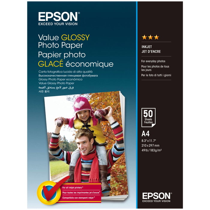 Epson Value Glossy Papier Photo A4 50 feuilles 183g Epson Value Glossy Papier Photo A4 50 feuilles 183g