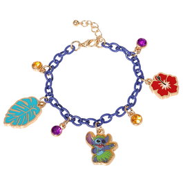 Disney Bracelet Charm Stitch en métal avec breloques émaillées - Série Stitch Lilo et Stitch
