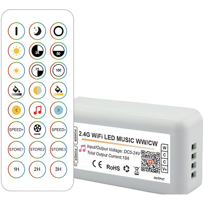 Contrôleur LED Tuya Wifi 2,4G RF CCT avec tonalité de lumière réglable