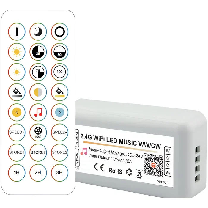 Contrôleur LED Tuya Wifi 2,4G RF CCT avec tonalité de lumière réglable Contrôleur LED Tuya Wifi 2,4G RF CCT avec tonalité de lumière réglable