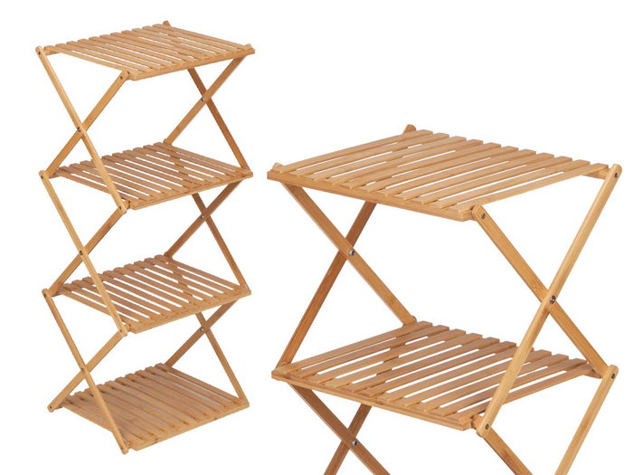 Giftdecor Bibliothèque Bambou 4 Étagères Pliable Naturel 40x45x7 cm (Set de 4)
