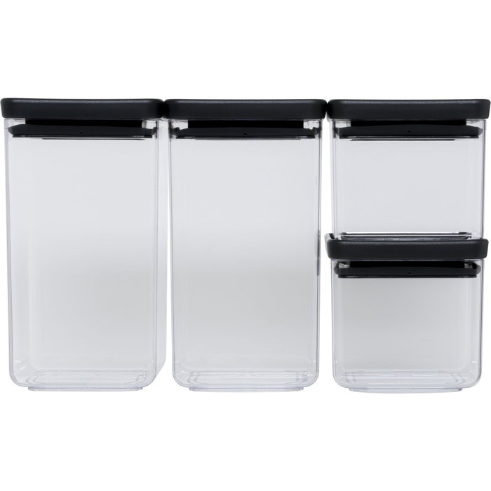 Brabantia TASTY+ Ensemble de 4 boîtes de conservation carrées gris foncé Brabantia TASTY+ Ensemble de 4 boîtes de conservation carrées gris foncé