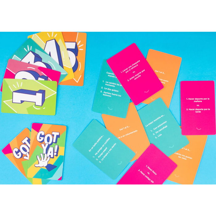 HELLOFUN! Jeu de cartes Got Ya! en espagnol - Jeu de société pour adultes et ados (+14 ans) - 3 modes de jeu, 3 à plusieurs joueurs