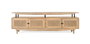 GINER Y COLOMER Meuble TV en bois de manguier naturel, 4 portes avec grille, design contemporain, 180x43x58 cm