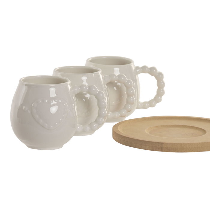 Home ESPRIT Jeu de 6 tasses avec plat Blanc Bambou Porcelaine 150 ml Home ESPRIT Jeu de 6 tasses avec plat Blanc Bambou Porcelaine 150 ml