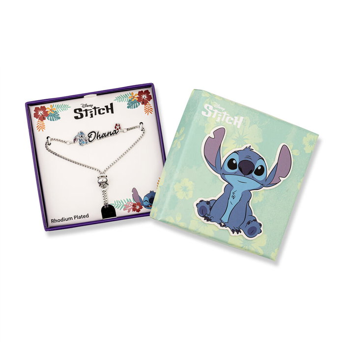 PEERS HARDY Bracelet argent 'Ohana' avec motif Stitch Disney, fermoir à donut et émail