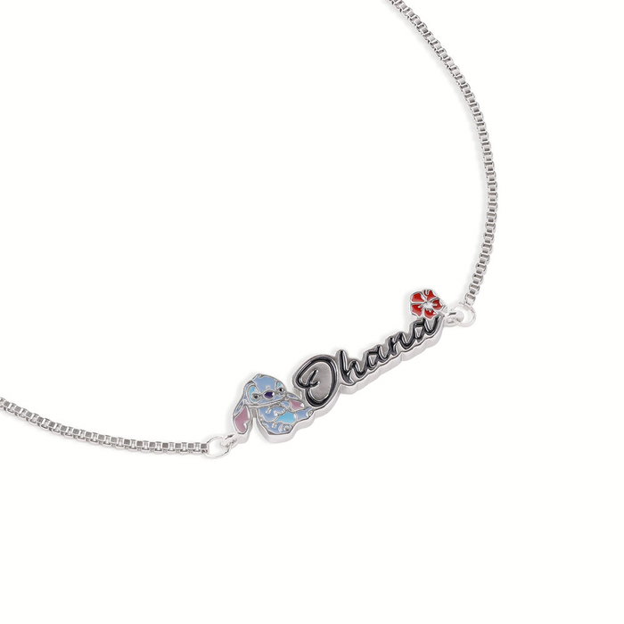 PEERS HARDY Bracelet argent 'Ohana' avec motif Stitch Disney, fermoir à donut et émail