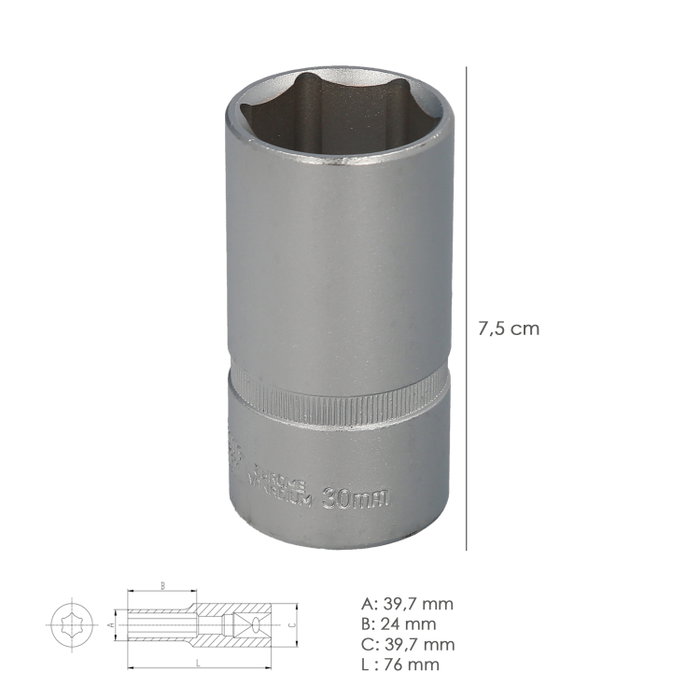 WOLFPACK LINEA PROFESIONAL Clé à douille hexagonale longue 30 mm 1/2 pol.