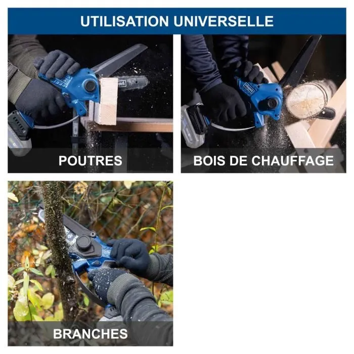 Scheppach BC-PS150-X - Tronçonneuse sans fil 6" (15.8 cm) 20V IXES - Compacte et légère - Guide-chaîne ProCut - Sans batterie ni chargeur