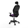 Piqueras Y Crespo Chaise de bureau Alocén, assise violette et dossier noir, mécanisme synchrone, support lombaire 1D, bras 1D, cabecero fixe, roues nylon 50 mm