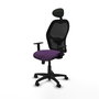 Piqueras Y Crespo Chaise de bureau Alocén, assise violette et dossier noir, mécanisme synchrone, support lombaire 1D, bras 1D, cabecero fixe, roues nylon 50 mm