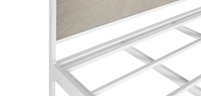 GINER Y COLOMER Lit 150x200 cm en Métal et Résine, Blanc et Beige - Lit Cadre Contemporain pour Chambre