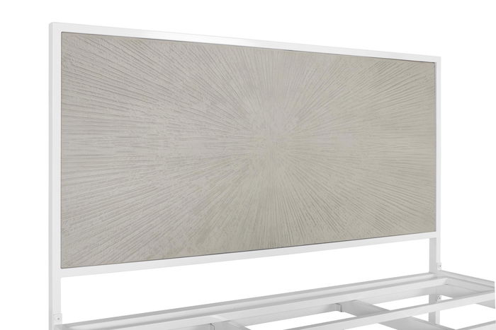GINER Y COLOMER Lit 150x200 cm en Métal et Résine, Blanc et Beige - Lit Cadre Contemporain pour Chambre