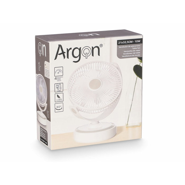 ARGON Ventilateur de table USB Blanc 10W