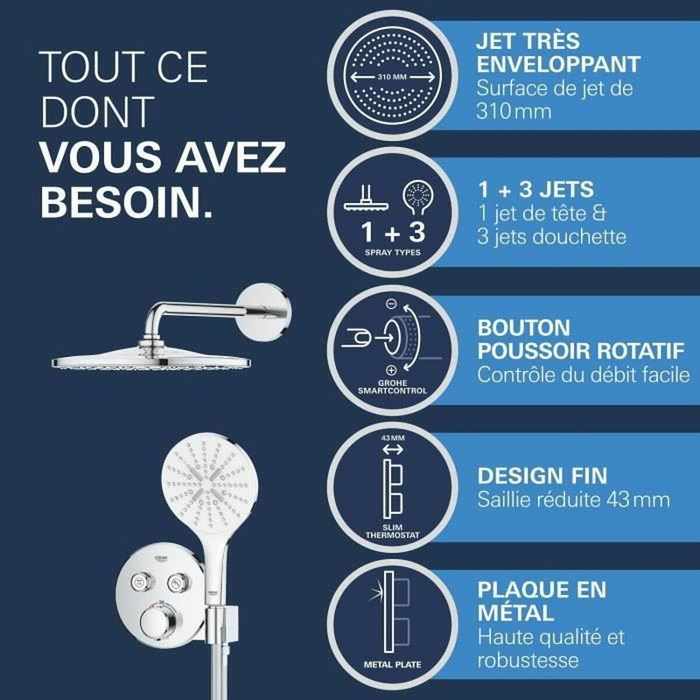 GROHE Ensemble de douche encastré Vitalio Rain Mono 310 - Gris GROHE Ensemble de douche encastré Vitalio Rain Mono 310 - Gris