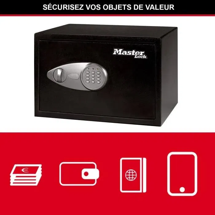 Master Lock Coffre fort électronique programmable - Format M - 22 x 35 x 27 cm - Acier - Noir et gris métal - Sécurité maison et bureau