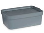 Kipit Boîte de Rangement Plastique Gris avec Couvercle 6L 32x21.5x11 cm (Set de 12)