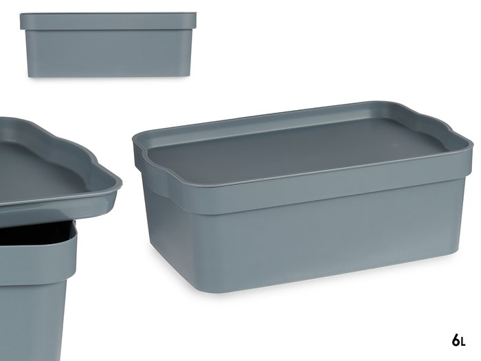 Kipit Boîte de Rangement Plastique Gris avec Couvercle 6L 32x21.5x11 cm (Set de 12) Kipit Boîte de Rangement Plastique Gris avec Couvercle 6L 32x21.5x11 cm (Set de 12)