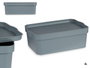 Kipit Boîte de Rangement Plastique Gris avec Couvercle 6L 32x21.5x11 cm (Set de 12)