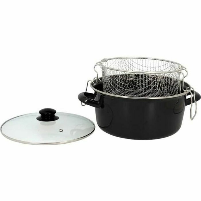 Menastyl Friteuse 26 cm avec couvercle et panier Noir Menastyl Friteuse 26 cm avec couvercle et panier Noir