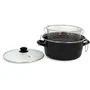 Menastyl 3645580 Friteuse électrique en acier émaillé noir 26 cm, avec couvercle et panier inox, tous feux dont induction