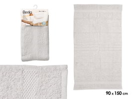 Berilo Serviette de Bain Unie 90x150 cm Gris Clair (Set de 12)