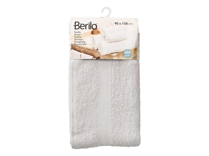 Berilo Serviette de Bain Unie 90x150 cm Gris Clair (Set de 12)
