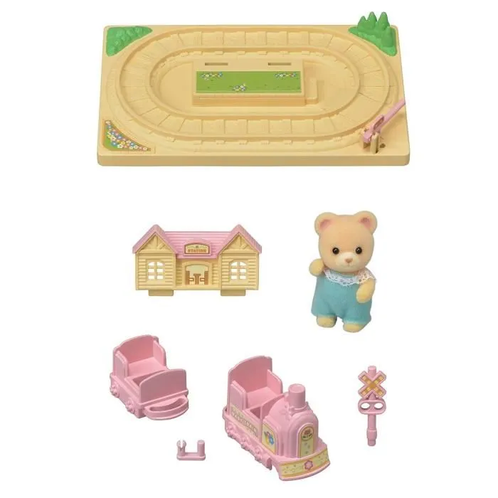 Sylvanian Families - Train Tchou-tchou des Bébés 5320 - La Crèche, l'École - Jouet à Pousser avec Bébé Ours - 3 ans et plus