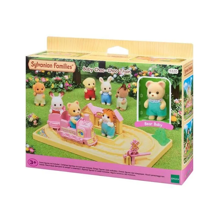 Sylvanian Families - Train Tchou-tchou des Bébés 5320 - La Crèche, l'École - Jouet à Pousser avec Bébé Ours - 3 ans et plus