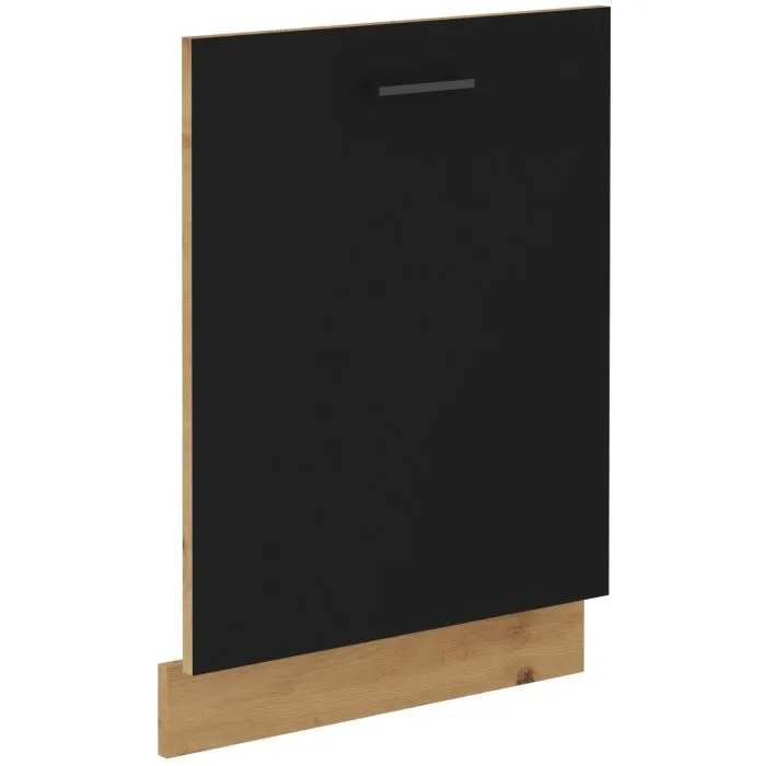 MODENA Façade lave-vaisselle avec plinthe intégrée - 60 x 52 x 82 cm - Finition chêne artisan et noir mat - Pour cuisine équipée