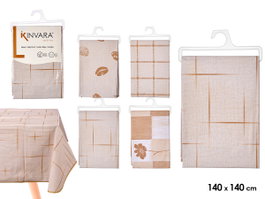 Kinvara Nappe Carrée Assortie Couleurs Terre 140x140cm (Set de 24)