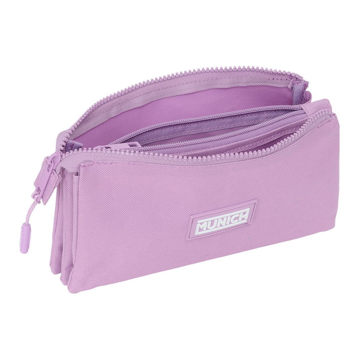 Trousse Fourre-Tout Triple Munich Basic Lila 22 x 12 x 3 cm Trousse Fourre-Tout Triple Munich Basic Lila 22 x 12 x 3 cm