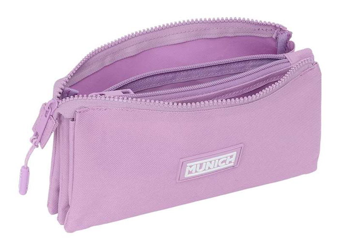 Safta Portatodo Triple Munich Basicos - Trousse triple à fermeture éclair, Lila, 22 x 12 x 3 cm Safta Portatodo Triple Munich Basicos - Trousse triple à fermeture éclair, Lila, 22 x 12 x 3 cm