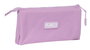 Safta Portatodo Triple Munich Basicos - Trousse triple à fermeture éclair, Lila, 22 x 12 x 3 cm