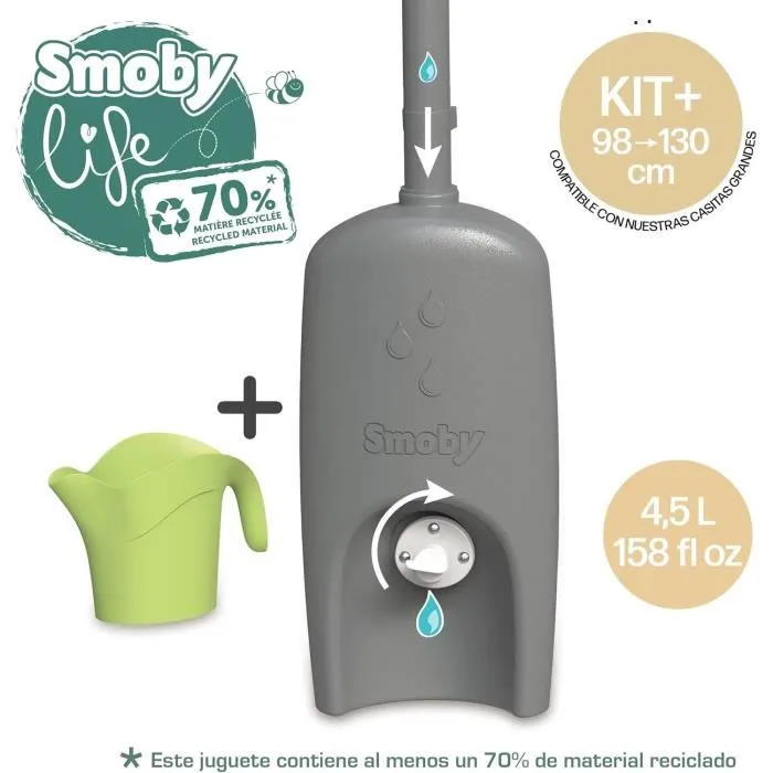 Smoby Life Récupérateur d'Eau pour Maison d'Enfant avec Gouttière, Réservoir, Robinet et Arrosoir, Anti-UV, Fabrication Française, Dès 2 Ans