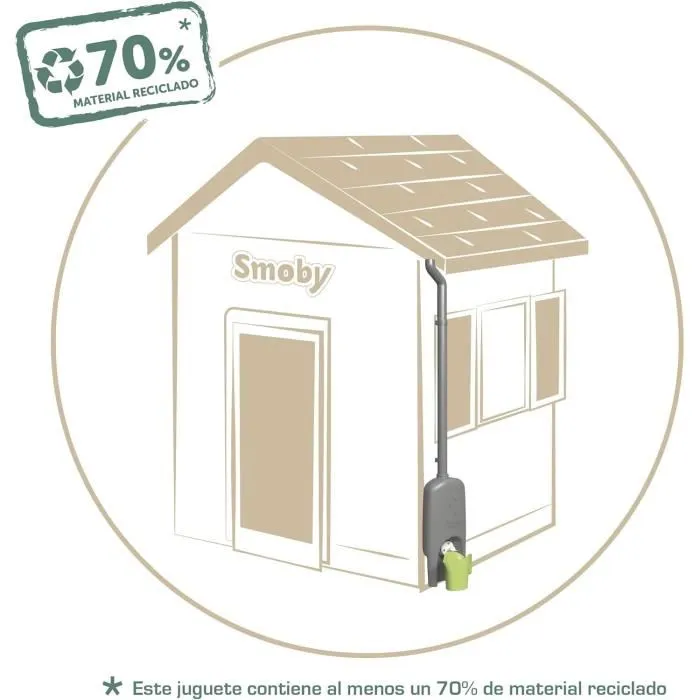 Smoby Life Récupérateur d'Eau pour Maison d'Enfant avec Gouttière, Réservoir, Robinet et Arrosoir, Anti-UV, Fabrication Française, Dès 2 Ans