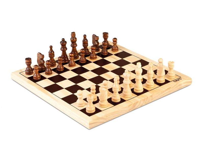 Jeu d'échecs en bois conseillé 7 ans et plus, multilingue (français, anglais, espagnol) Jeu d'échecs en bois conseillé 7 ans et plus, multilingue (français, anglais, espagnol)
