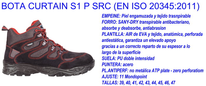 COFRA Bota Curtain Nº39 avec pointe en acier et semelle intercalaire COFRA Bota Curtain Nº39 avec pointe en acier et semelle intercalaire