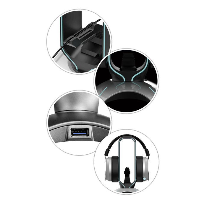 LC-Power LC-HUB-HEAD-BUNGEE Hub USB 3.0 avec support casque et bungee souris, Noir LC-Power LC-HUB-HEAD-BUNGEE Hub USB 3.0 avec support casque et bungee souris, Noir