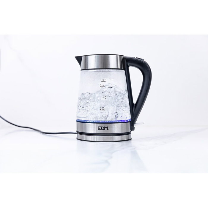 Edm Bouilloire en verre et inox 1,7 L 1850-2200W Arrêt automatique