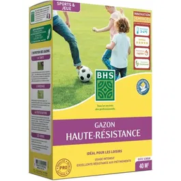 BHS - Graines de gazon haute résistance 1 kg pour usage intensif - Implantation rapide pour jeux et jardin