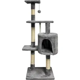 Paloma Arbre à Chat Gris Foncé 40 x 40 x 114 cm avec 3 Plateformes, 1 Niche, 1 Corde et Poteaux à Griffer - Pour Petits Espaces